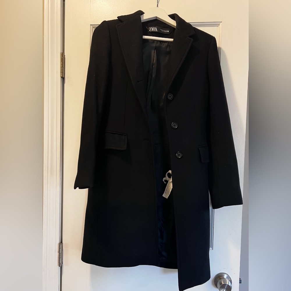 Zara used black wool jacket.